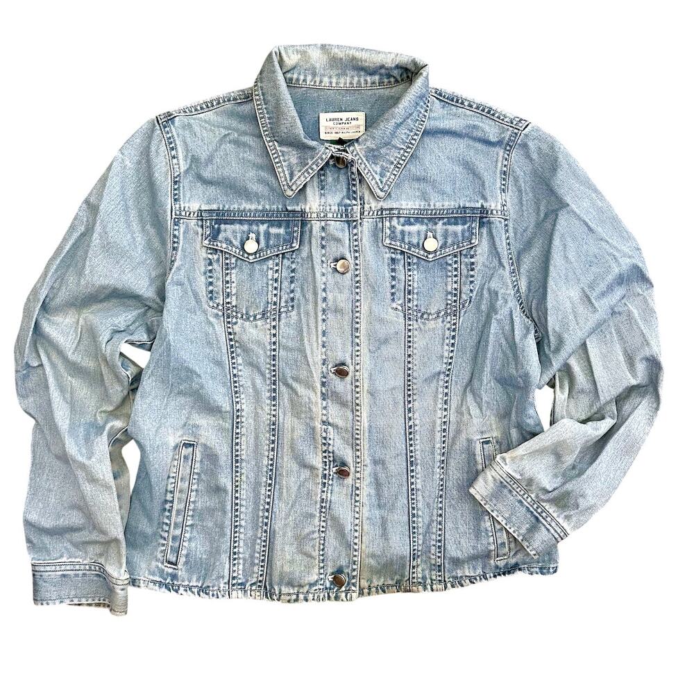 Ralph Lauren 90s Vintage Distress Light Medium Denim Jean Jacket Boho MED